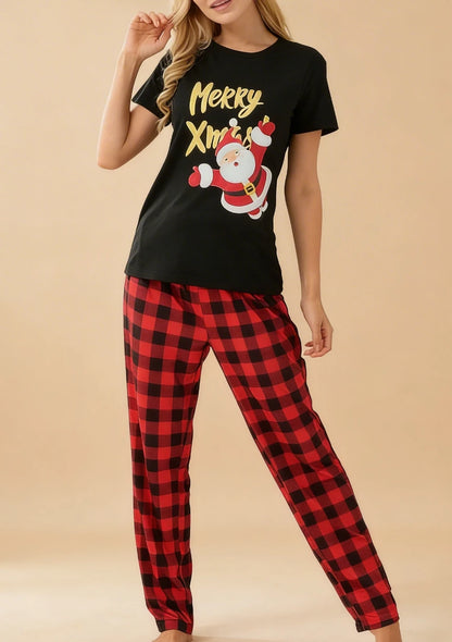 Świąteczna piżama damska z krótkim rękawem