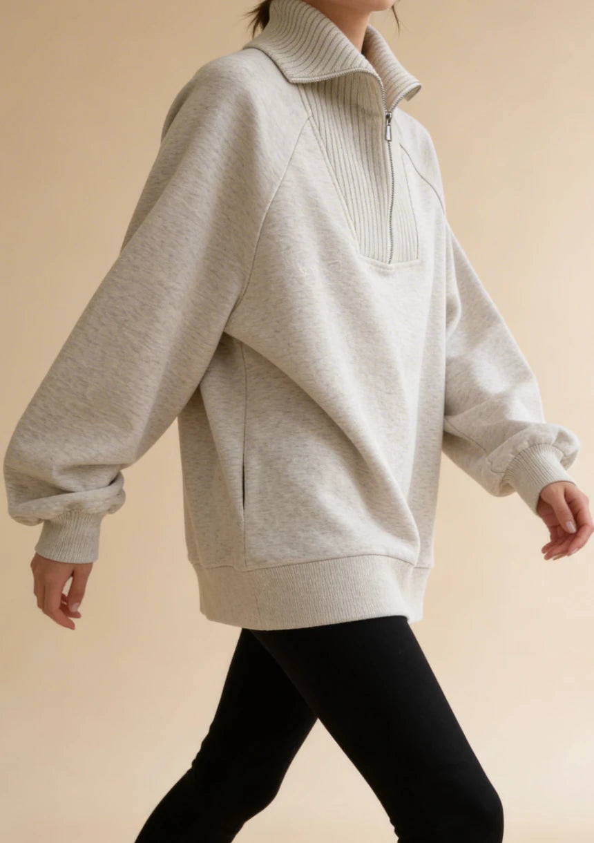 Luźna bluza oversize z zapięciem na zamek