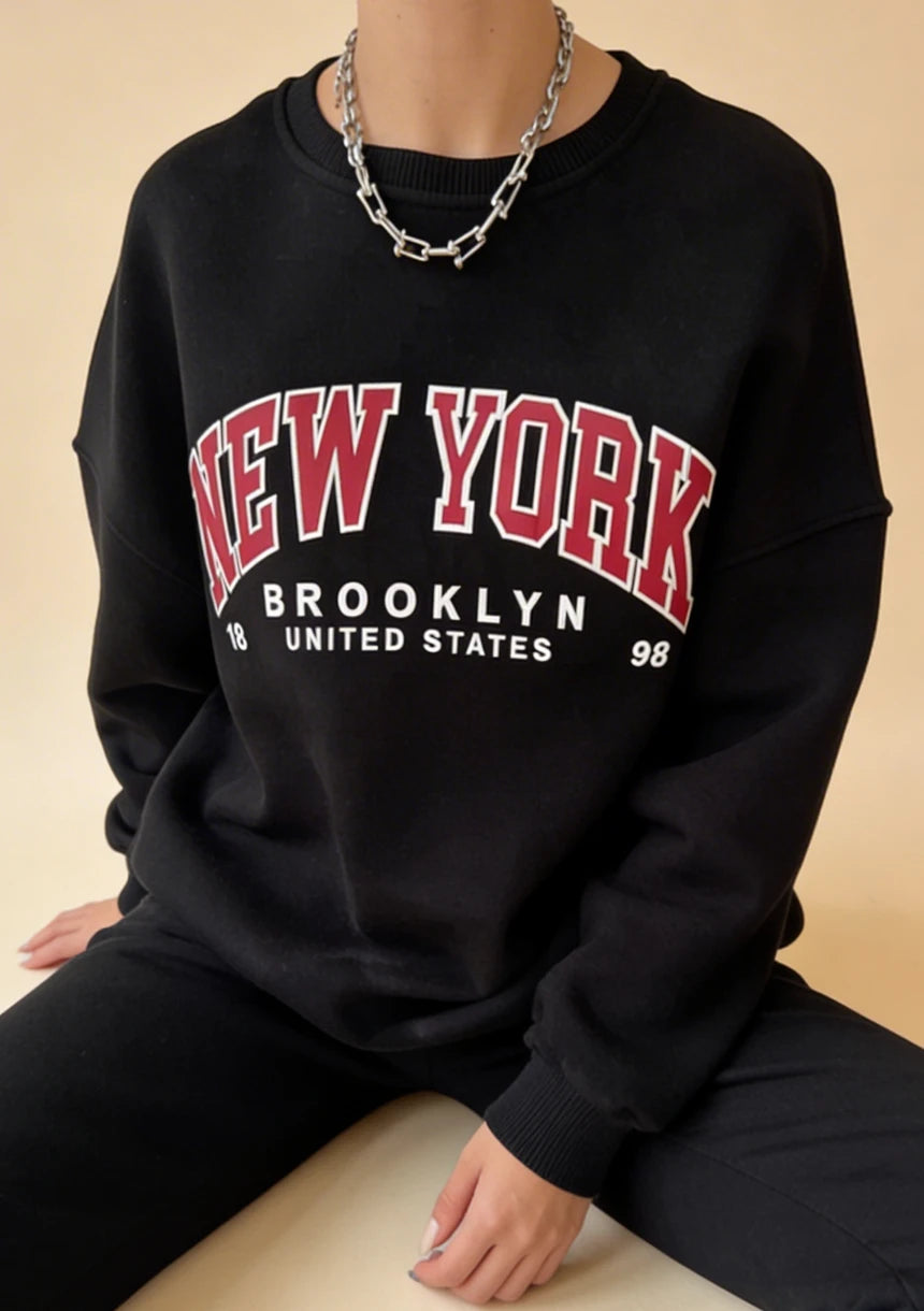 Luźna bluza oversize z napisem New York
