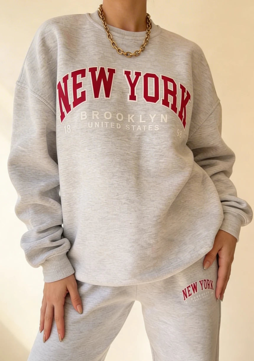 Luźna bluza oversize z napisem New York
