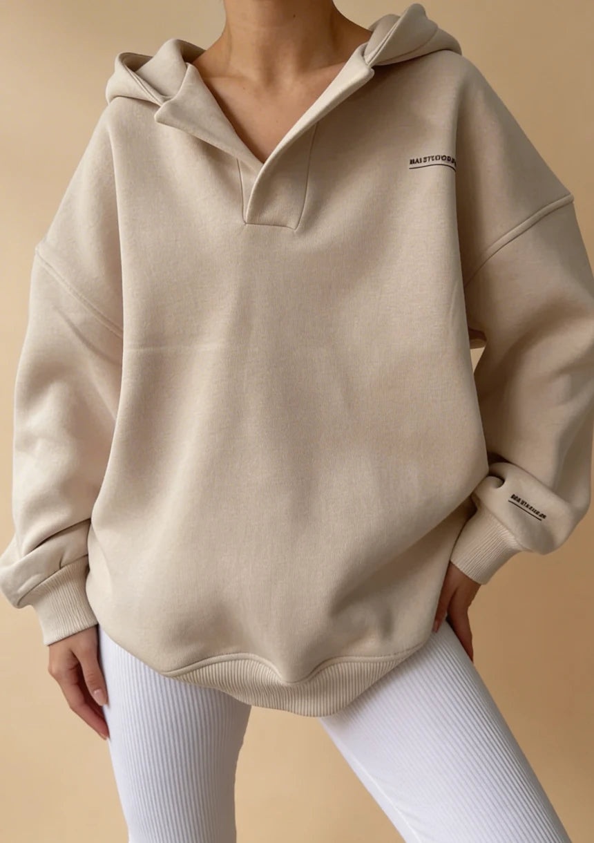 Luźna bluza oversize z kołnierzykiem