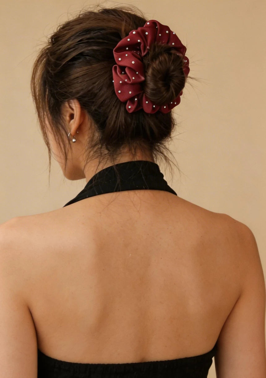 Frotka do włosów scrunchie z połyskującymi drobinkami