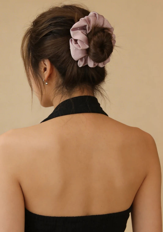 Frotka do włosów scrunchie z połyskującymi drobinkami