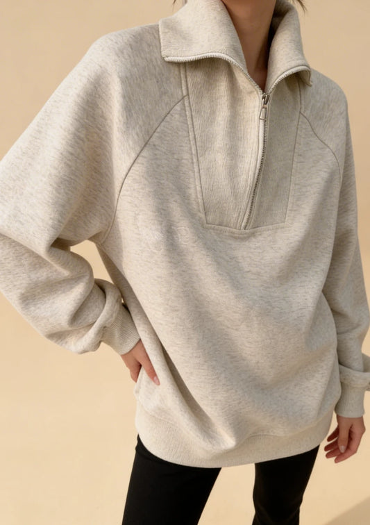 Luźna bluza oversize z zapięciem na zamek