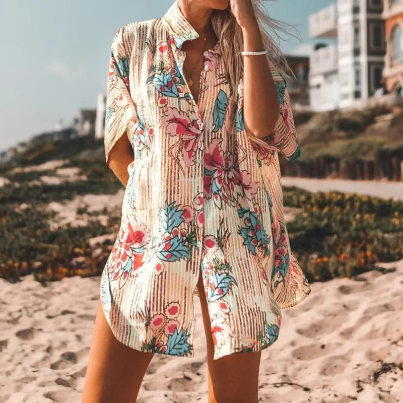 Kimono plażowe koszulowe - Maybella.pl