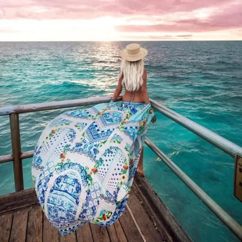 Kimono Plażowe Luźne - Niebieski / Uniwersalny