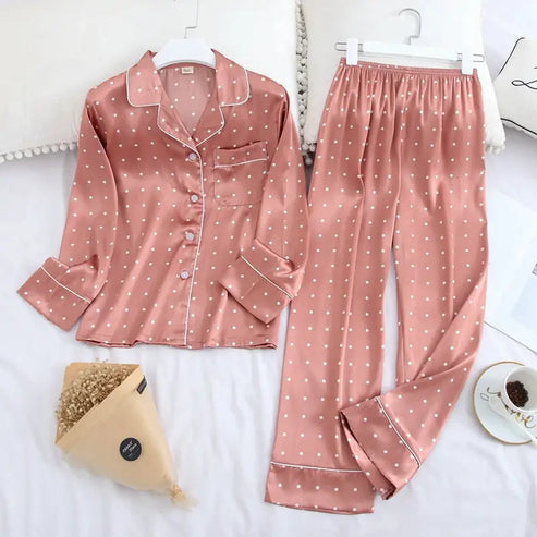 Klasyczna piżama damska z koszulową górą - Różowy / S