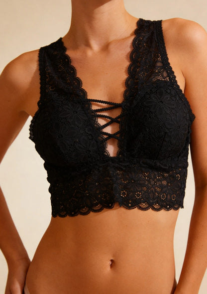 Biustonosz koronkowy bralette gorsetowy przód