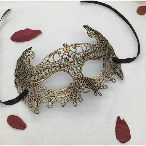 Maska Koronkowa Metaliczna - Złoty / Uniwersalny