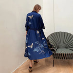Peniuar damski o kroju kimono - Niebieski / Uniwersalny