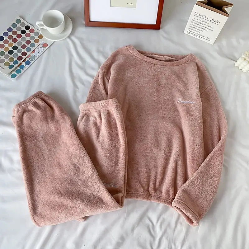 Polarowa piżama damska - Różowy / Uniwersalny