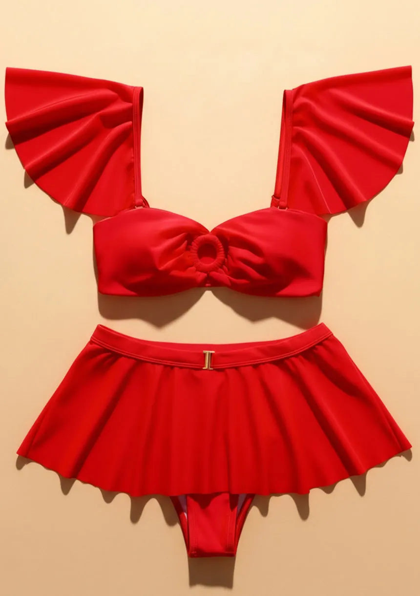 Strój kąpielowy dwuczęściowy falbanka - spódniczka